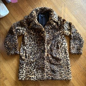 Zara Fuzzy Cheetah / Leopard Print Faux Fur Coat